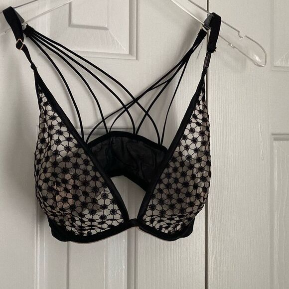 Victorias Secret Sexy Luxe Lingerie Starburst Unlined Plunge Strappy Bra 32DD Ne - Picture 2 of 8